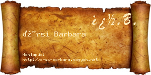 Örsi Barbara névjegykártya